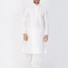 Vastramay Men's White Cotton Silk Blend Kurta And Dhoti Pant Set 1 Vastramay Men's White Cotton Silk Blend Kurta And Dhoti Pant Set