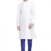 VASTRAMAY Men's White Cotton Silk Blend Kurta And Pyjama Set