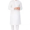 VASTRAMAY Men's White Cotton Silk Blend Kurta And Pyjama Set