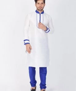 Vastramay Buy 1 Get 1 Men's White Silk Blend Kurta And Pyjama Set