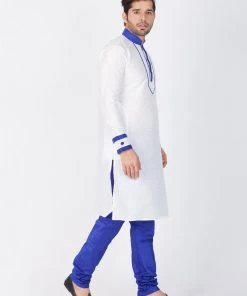 Vastramay Buy 1 Get 1 Men's White Silk Blend Kurta And Pyjama Set