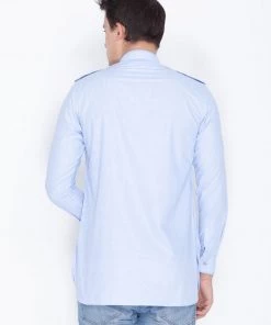 VASTRAMAY Men's Blue Cotton Kurta