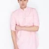 Vastramay Men's Pink Cotton Short Kurta