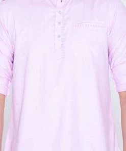 Vastramay Men's Pink Cotton Short Kurta 10 Vastramay Men's Pink Cotton Short Kurta