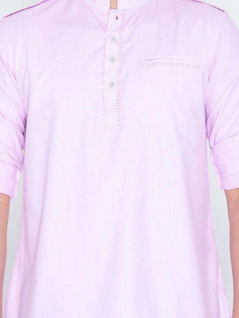 Vastramay Men's Pink Cotton Short Kurta 5 Vastramay Men's Pink Cotton Short Kurta