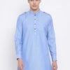 Vastramay Men's Blue Cotton Blend Kurta