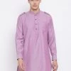 VASTRAMAY Men's Purple Cotton Blend Kurta