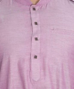 Vastramay Men's Purple Cotton Blend Kurta And Patiala Set