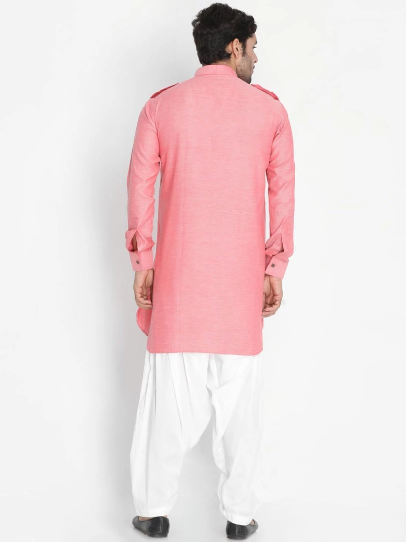 Vastramay Men's Red Cotton Blend Kurta And Patiala Set 6 Vastramay Men's Red Cotton Blend Kurta And Patiala Set