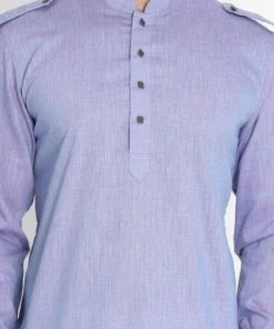 Vastramay Men's Blue Cotton Blend Kurta And Patiala Set