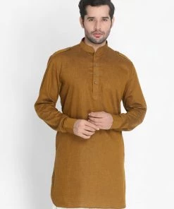 VASTRAMAY Men's Brown Cotton Kurta