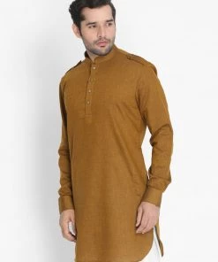 VASTRAMAY Men's Brown Cotton Kurta