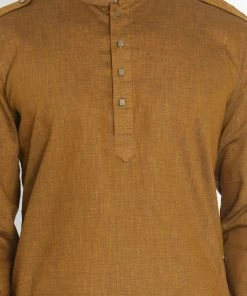 VASTRAMAY Men's Brown Cotton Kurta
