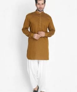 VASTRAMAY Men's Brown Cotton Kurta