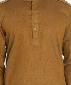 Vastramay Men's Brown Cotton Blend Kurta And Patiala Set Kurta Sets 9 Vastramay Men's Brown Cotton Blend Kurta And Patiala Set Kurta Sets