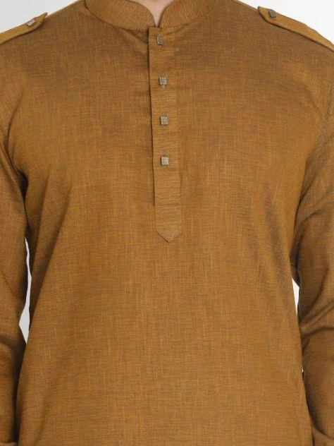 Vastramay Men's Brown Cotton Blend Kurta And Patiala Set Kurta Sets 5 Vastramay Men's Brown Cotton Blend Kurta And Patiala Set Kurta Sets
