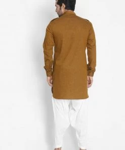 Vastramay Men's Brown Cotton Blend Kurta And Patiala Set Kurta Sets 10 Vastramay Men's Brown Cotton Blend Kurta And Patiala Set Kurta Sets