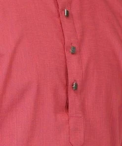 VASTRAMAY Men's Maroon Cotton Kurta