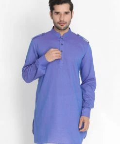 VASTRAMAY Men's Purple Cotton Kurta