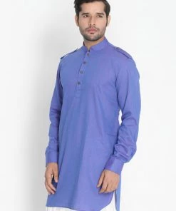 VASTRAMAY Men's Purple Cotton Kurta