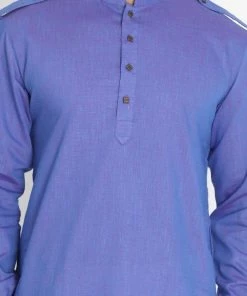 VASTRAMAY Men's Purple Cotton Blend Kurta And Patiala Set Kurta Sets