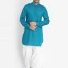 Vastramay Men's Dark Green Cotton Blend Kurta And Patiala Set Kurta Sets