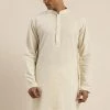 VASTRAMAY Men's Cream Color Pure Cotton Kurta Kurta Sets