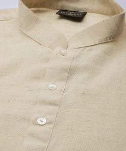 VASTRAMAY Men's Beige Pure Cotton Kurta With Dhoti Pants Kurta Sets