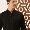 VASTRAMAY Men's Black Cotton Kurta