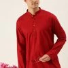 VASTRAMAY Men's Maroon Cotton Kurta