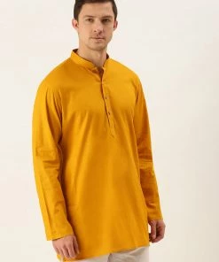 VASTRAMAY Men's Mustard Cotton Kurta