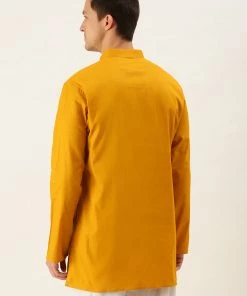 VASTRAMAY Men's Mustard Cotton Kurta
