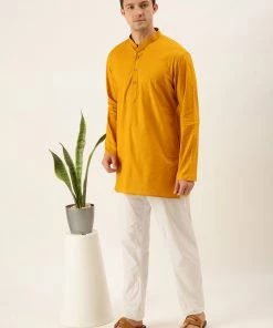 VASTRAMAY Men's Mustard Cotton Kurta
