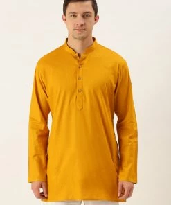 VASTRAMAY Men's Mustard Cotton Kurta