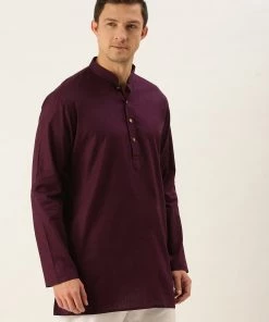 VASTRAMAY Men's Purple Cotton Kurta