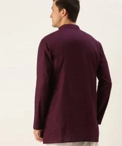 VASTRAMAY Men's Purple Cotton Kurta