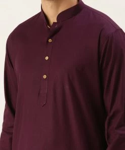 VASTRAMAY Men's Purple Cotton Kurta