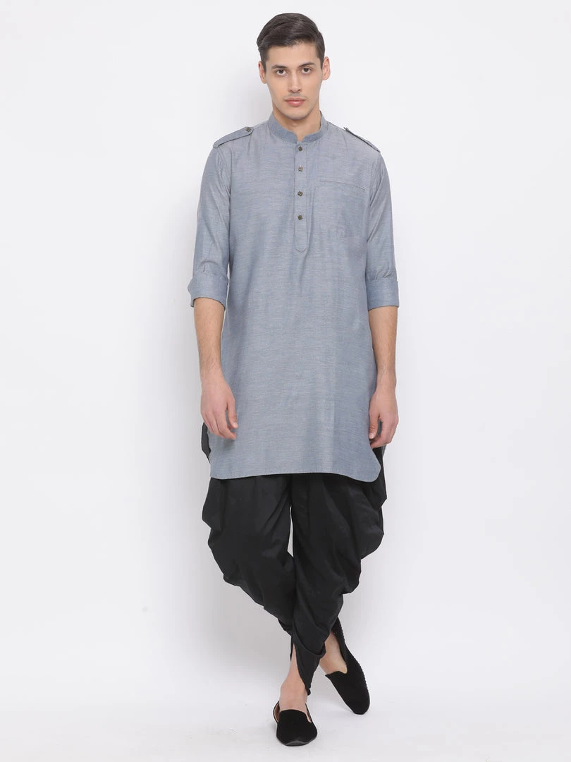 VASTRAMAY Men's Grey Cotton Blend Kurta 7 VASTRAMAY Men's Grey Cotton Blend Kurta
