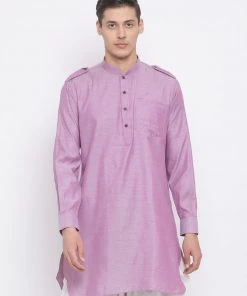 Vastramay Men's Purple Cotton Blend Kurta Pathani