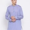 Vastramay Men's Blue Cotton Blend Kurta Pathani