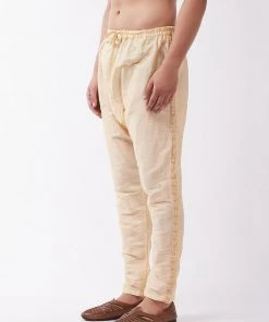 Rakhi VASTRAMAY Men's Gold Silk Blend Embroidered Pyjama