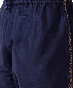 Rakhi VASTRAMAY Men's Navy Blue Silk Blend Embroidered Pyjama 11 Rakhi VASTRAMAY Men's Navy Blue Silk Blend Embroidered Pyjama