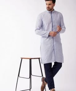 VASTRAMAY Men's Navy Blue Silk Blend Embroidered Pyjama 12 VASTRAMAY Men's Navy Blue Silk Blend Embroidered Pyjama