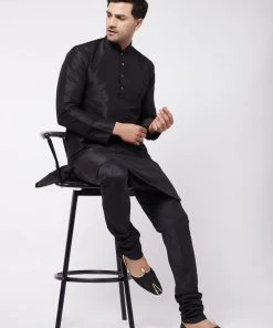 VASTRAMAY Men's Black Silk Blend Pyjama 12 VASTRAMAY Men's Black Silk Blend Pyjama