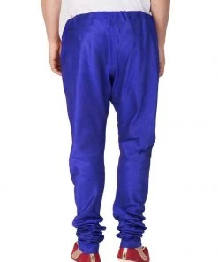 Vastramay Men's Blue Cotton Silk Blend Churidar