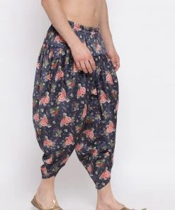 VASTRAMAY Men's Dark Blue Printed Dhoti Pant