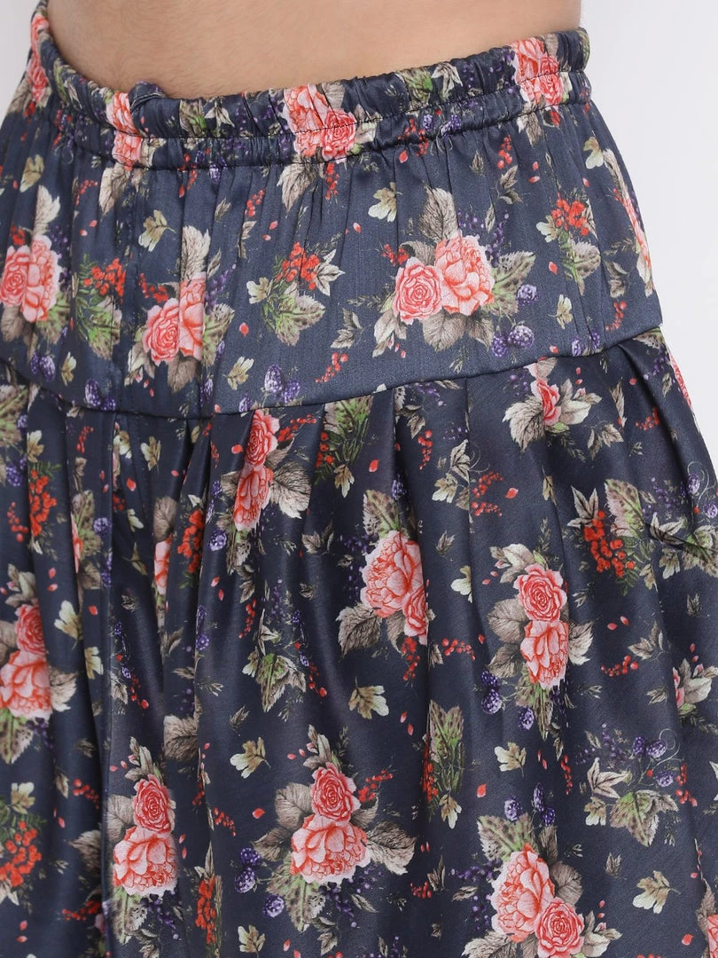 VASTRAMAY Men's Dark Blue Printed Dhoti Pant 5 VASTRAMAY Men's Dark Blue Printed Dhoti Pant