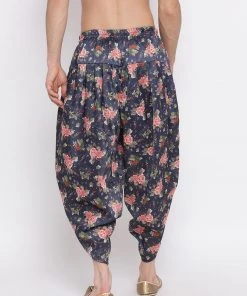 VASTRAMAY Men's Dark Blue Printed Dhoti Pant 11 VASTRAMAY Men's Dark Blue Printed Dhoti Pant