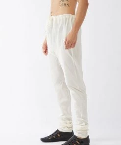 VASTRAMAY Men's Cream-Coloured Solid Relax Fit Churidar SALE