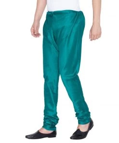 Vastramay Men's Turquoise Cotton Silk Blend Churidar